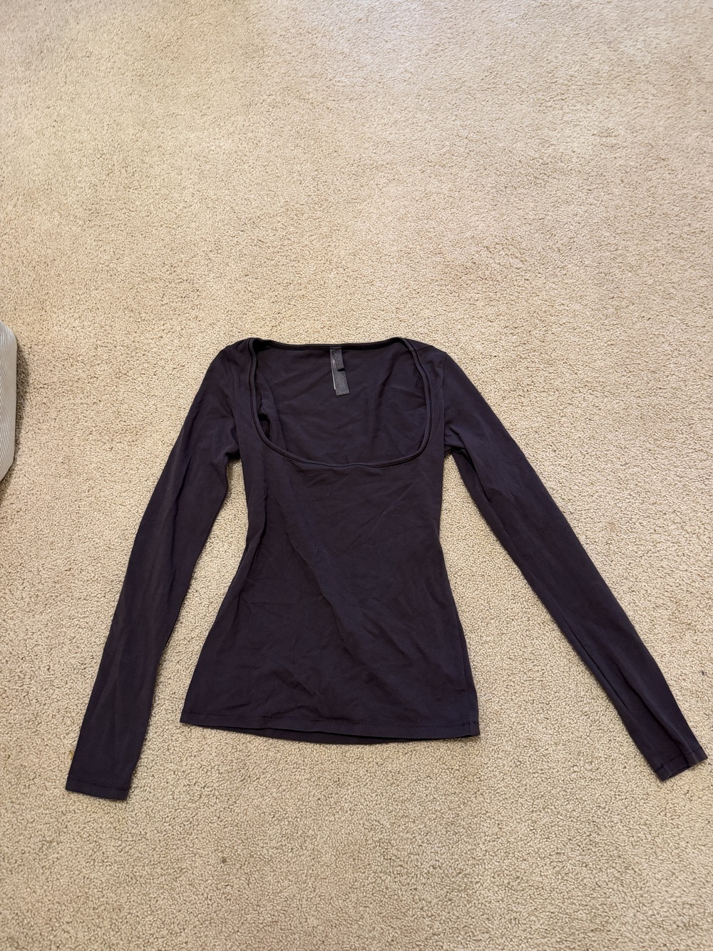 SKIMS Cotton Jersey Scoop Neck Long Sleeve - Size S - Plum
